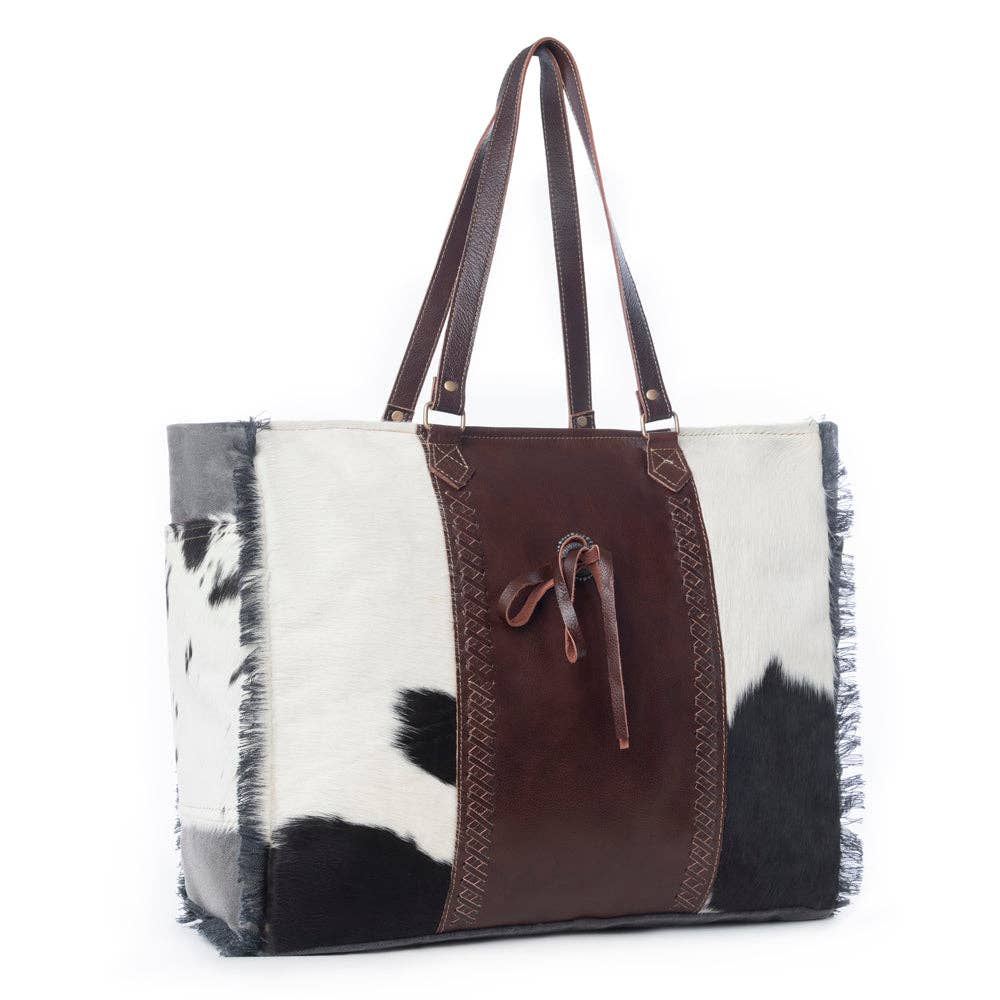 Rosalinda Cross Stitched Weekender Bag: Smoky Charcoal