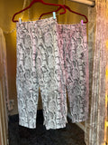 Snake print barrel jeans