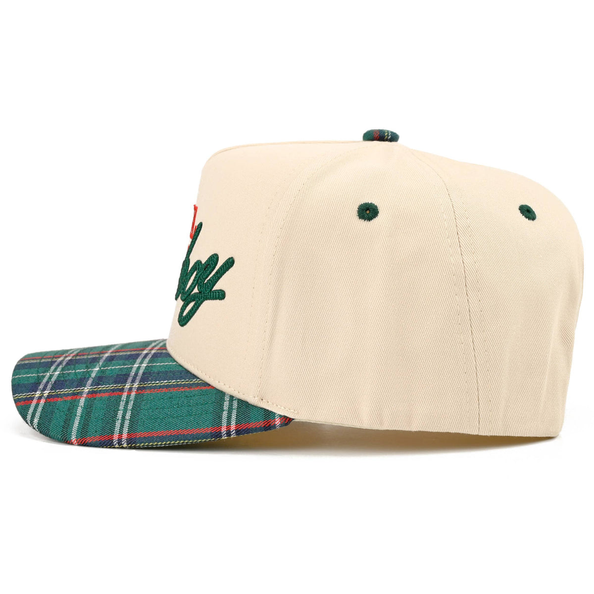 C.C SANTA I WANT A COWBOY Letter Embroidered Trucker Cap: Green