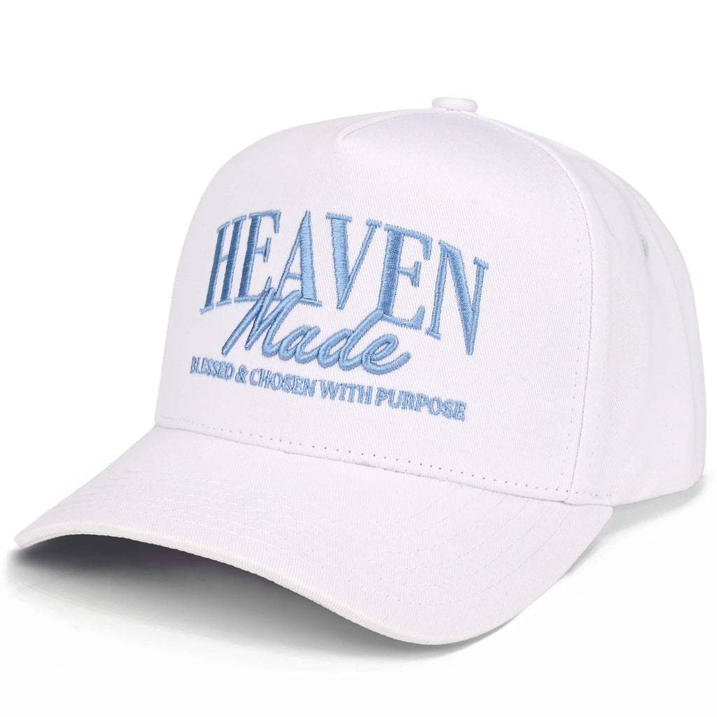 C.C HEAVEN MADE Letter Embroidered Trucker Hat: White/White