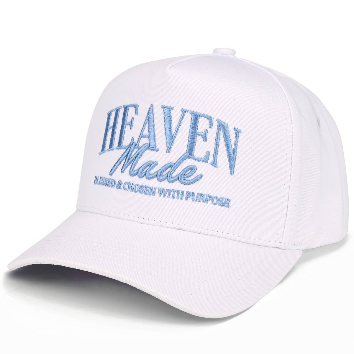 C.C HEAVEN MADE Letter Embroidered Trucker Hat: White/White