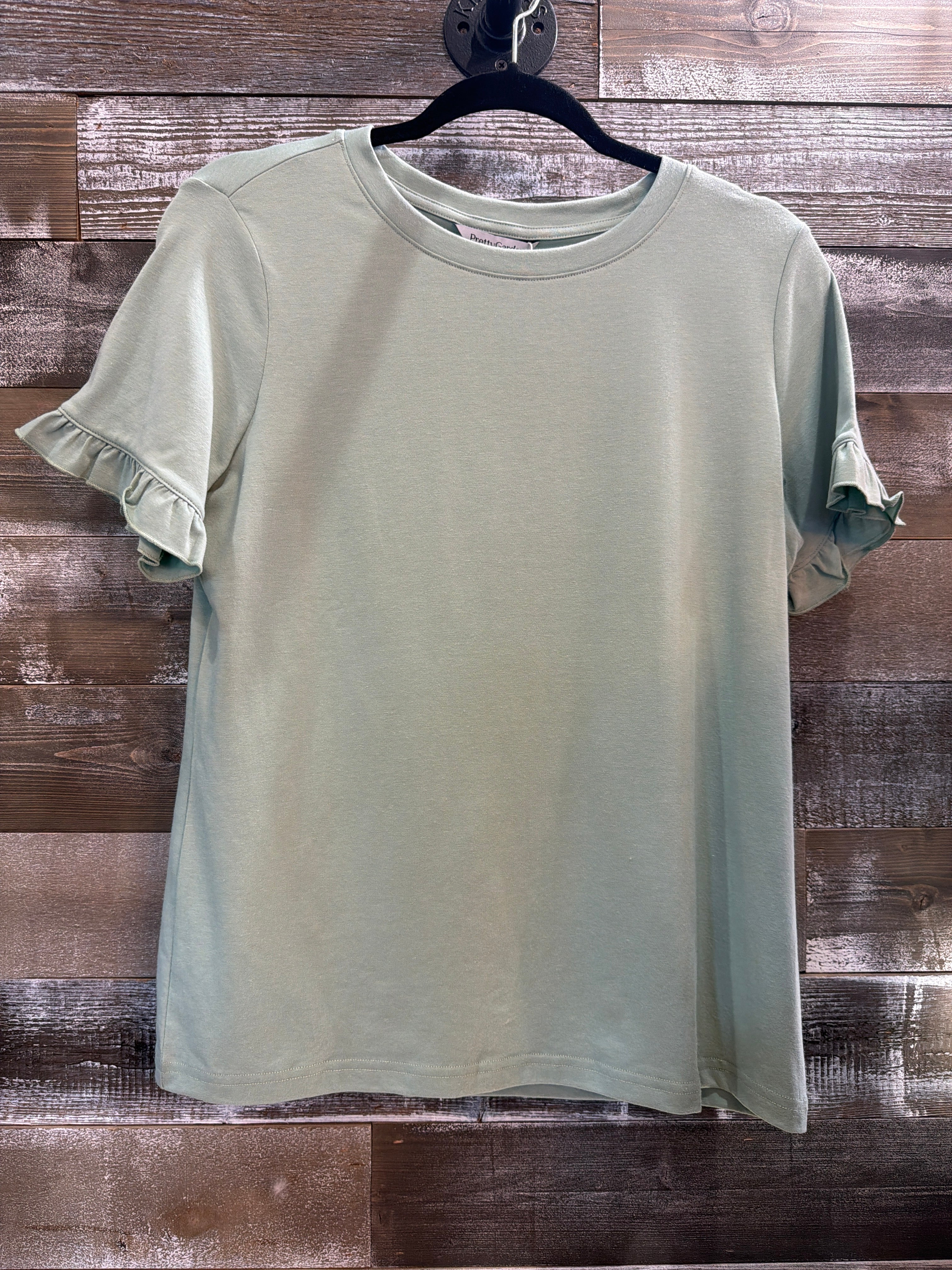 Sage Short Ruffled Sleeve Blouse