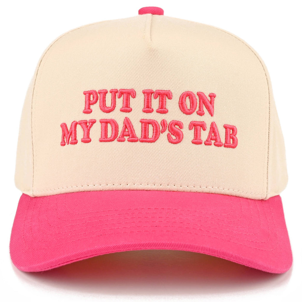 C.C Junior PUT IT ON MY DAD'S TAB Two Tone Snapback Cap: Hot Pink