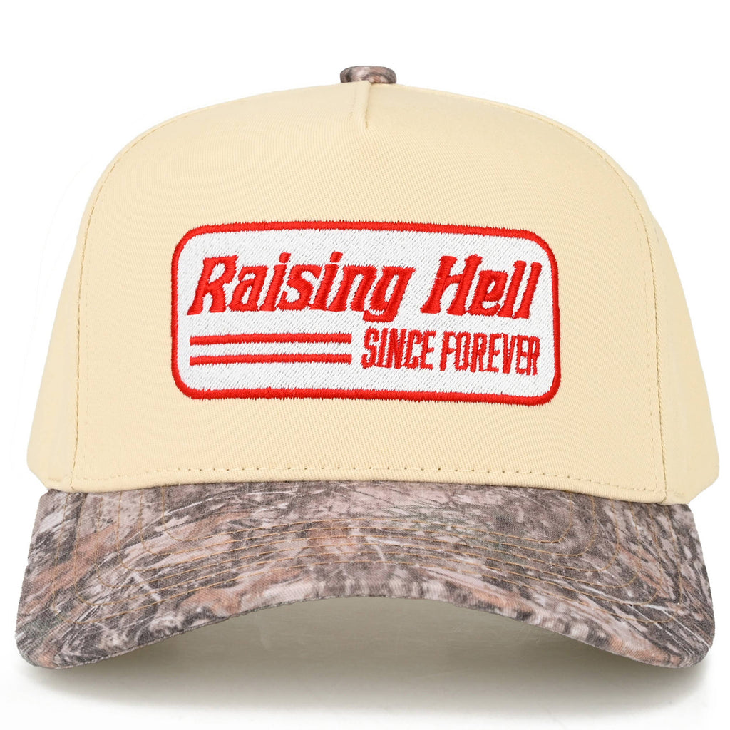 C.C RAISING HELL Letter on Two Tone Trucker Hat