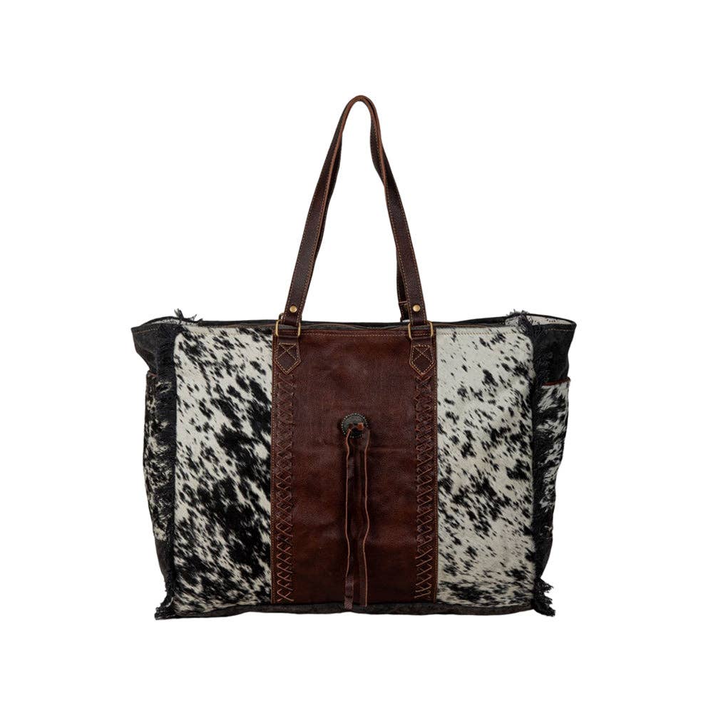 Rosalinda Cross Stitched Weekender Bag: Smoky Charcoal