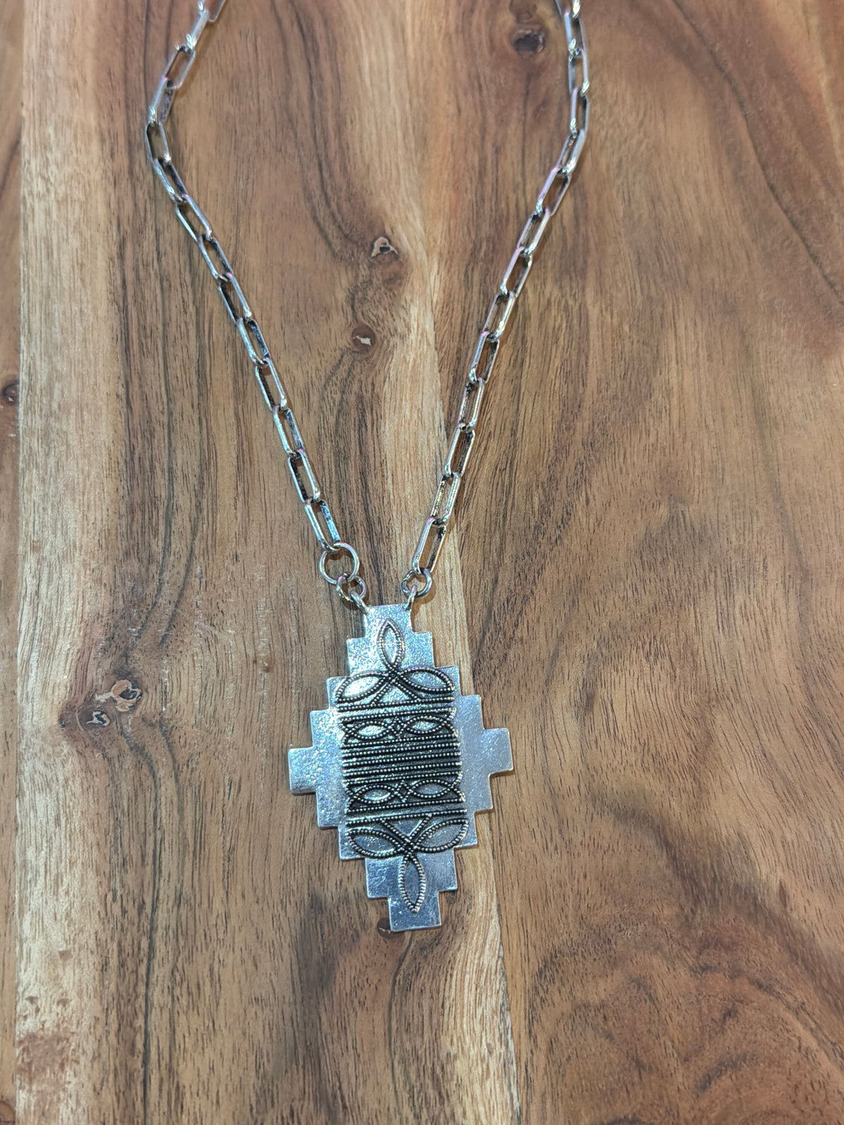 Paperclip Boot stitch necklace