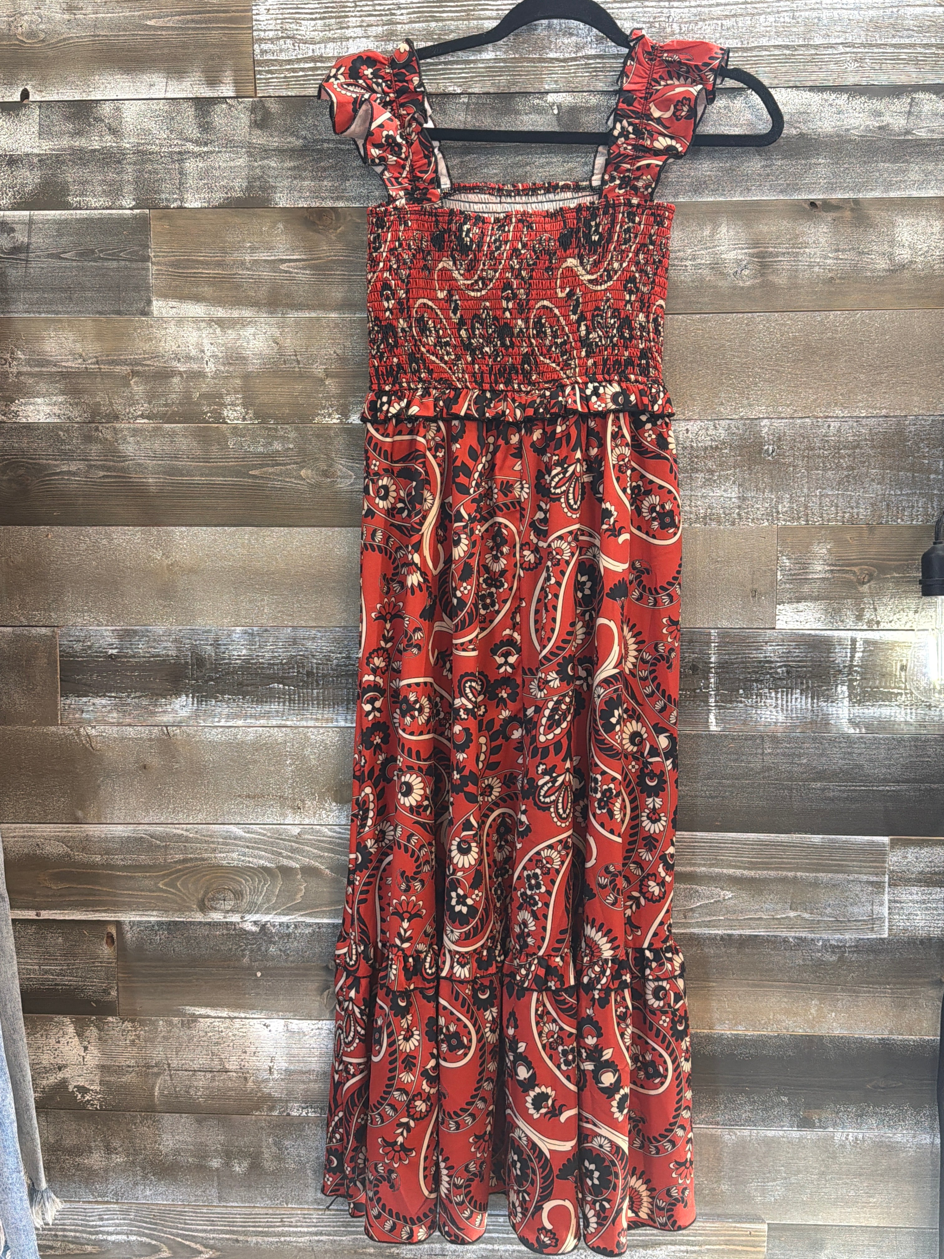 Burnt Orange Paisley Dress