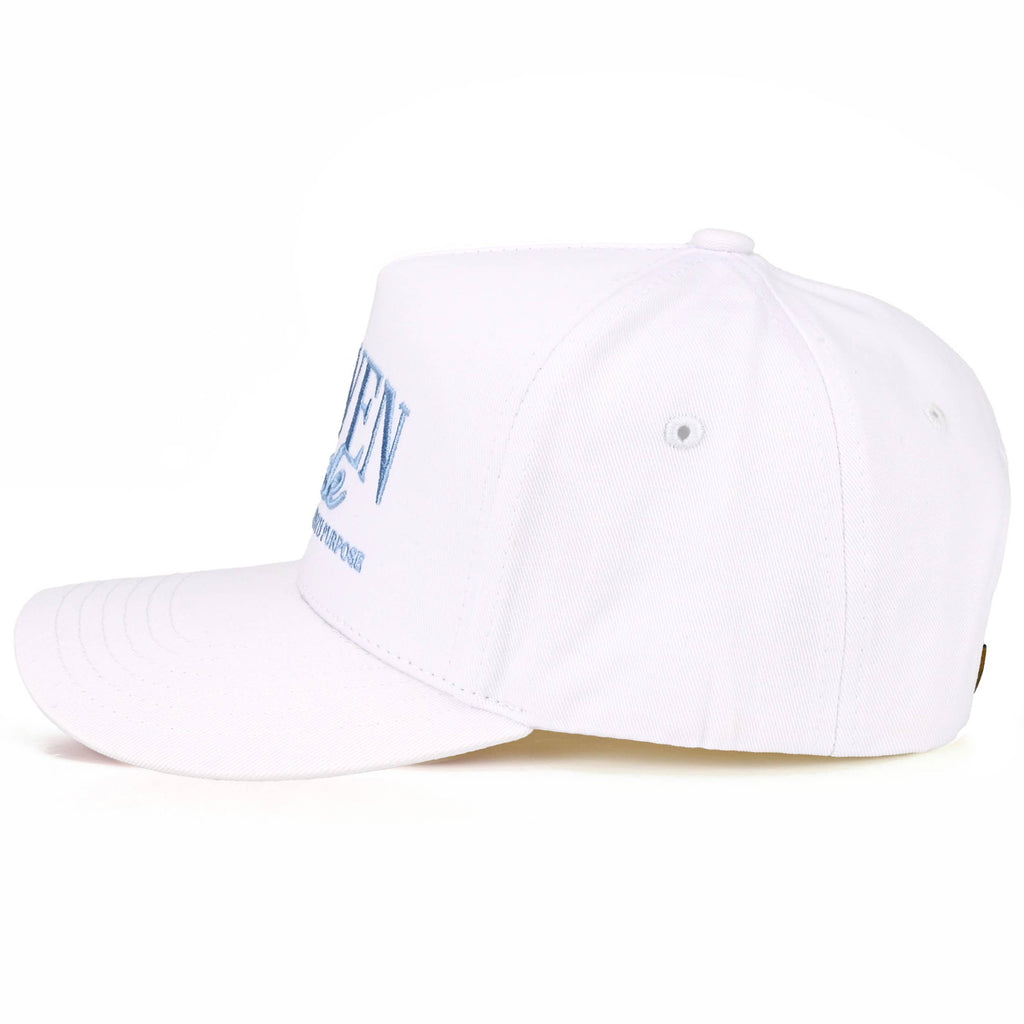 C.C HEAVEN MADE Letter Embroidered Trucker Hat: White/White