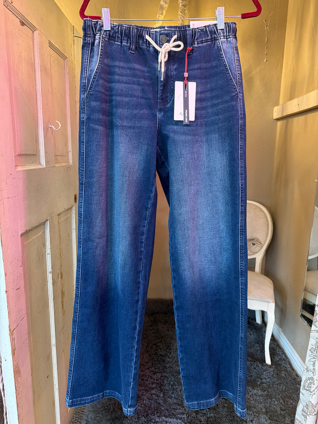 Kancan High Rise Wide Leg Elastic Waist