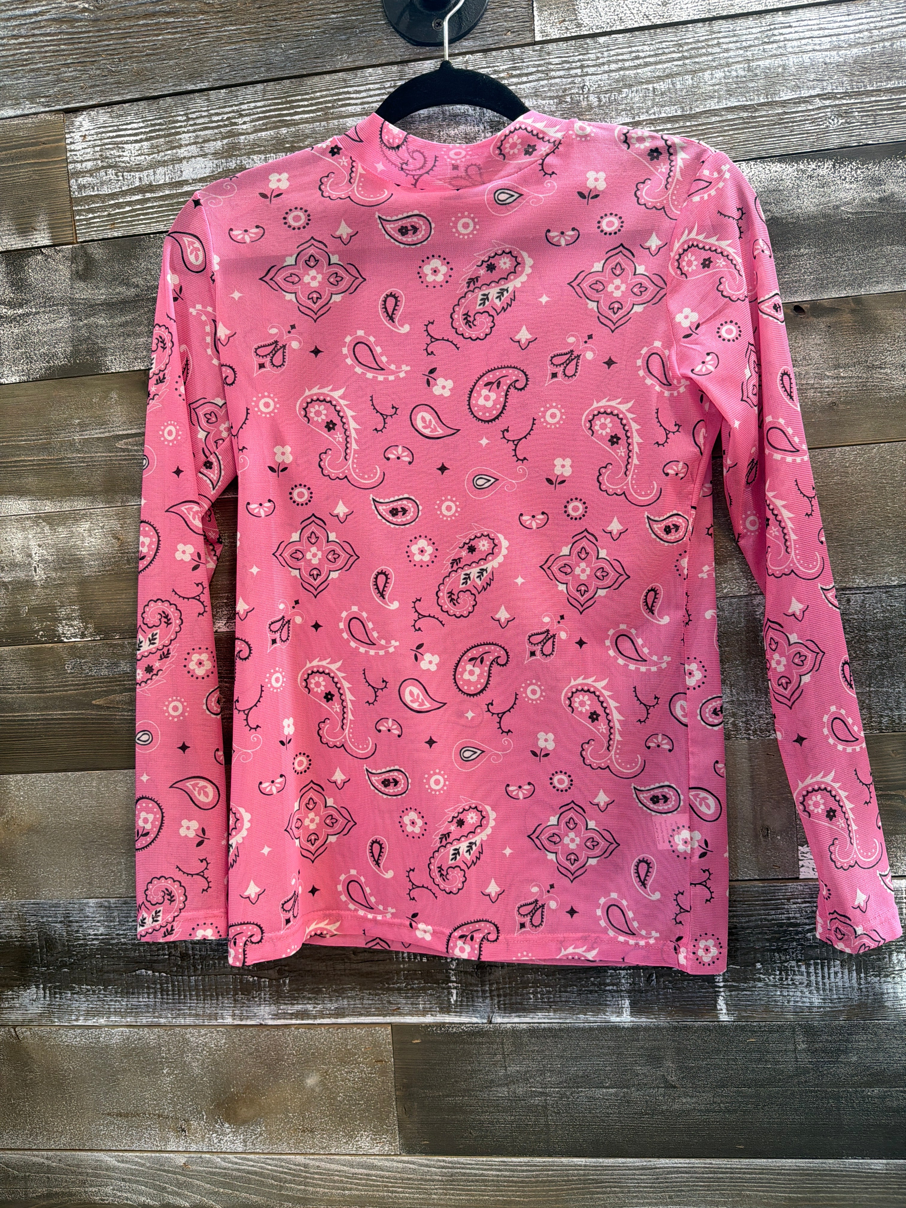 Pink Paisley Mesh Top