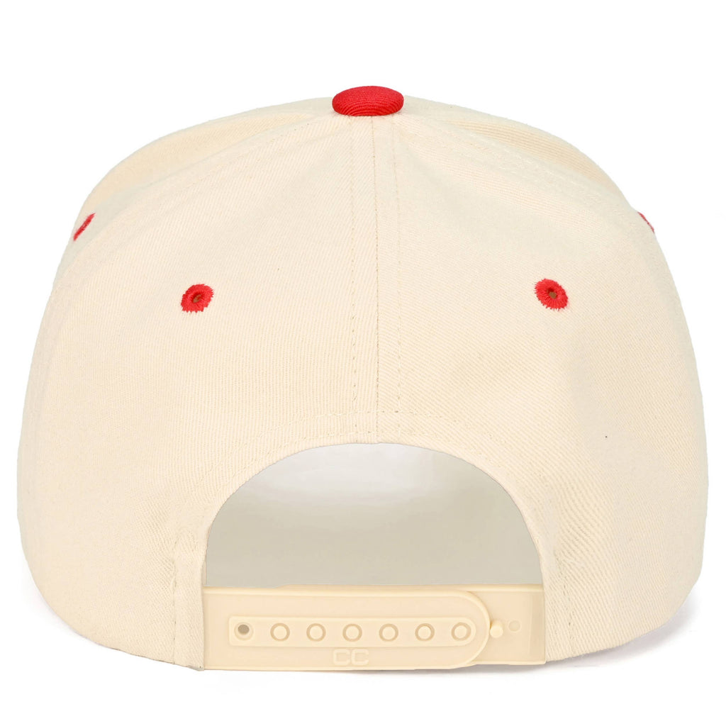 C.C AMERICAN DARLIN' Letter on Two Tone Trucker Hat: Red