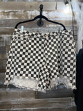 Distressed checkered shorts
