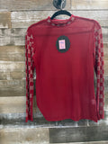 Checked in maroon Mesh Top
