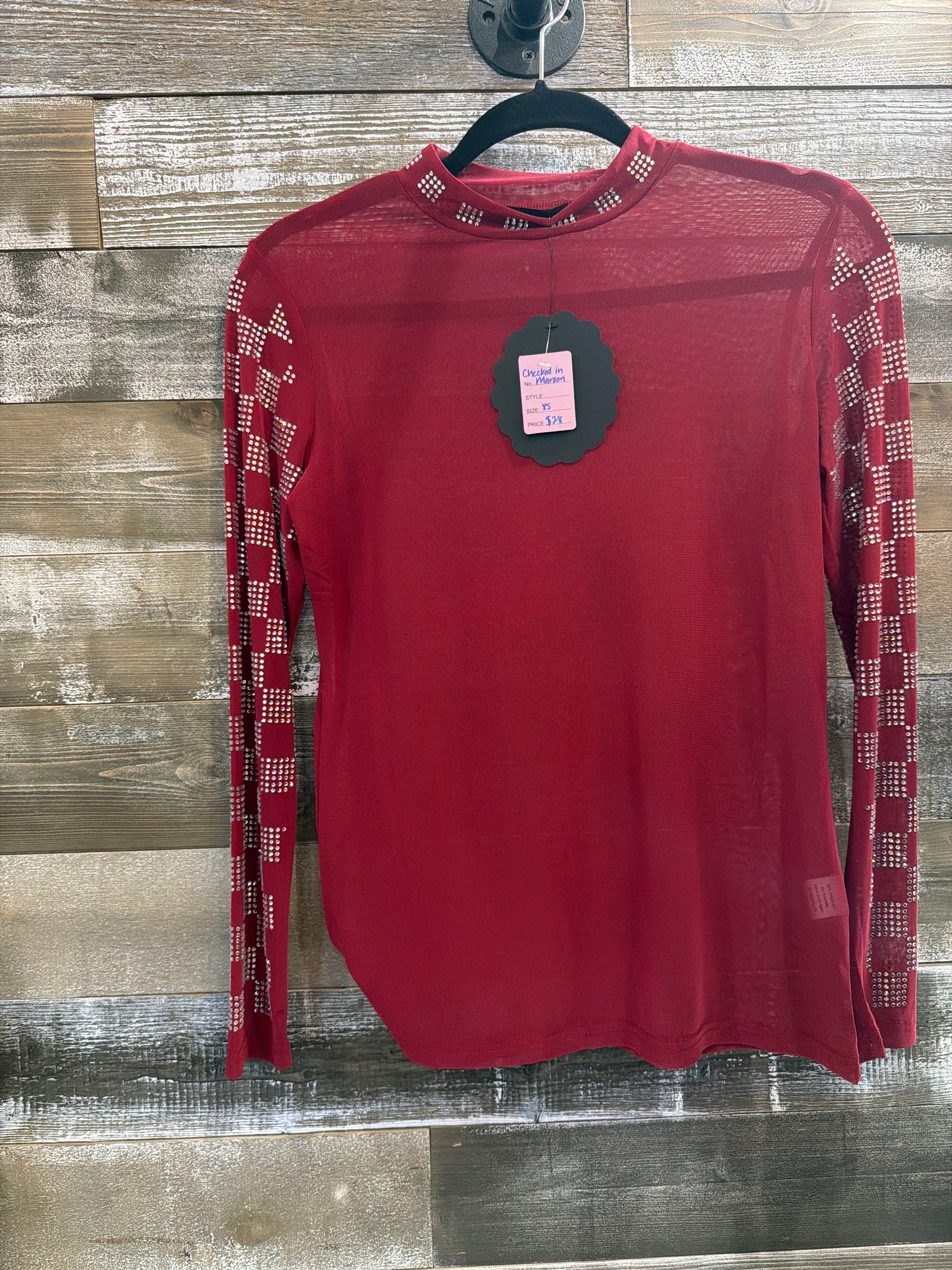 Checked in maroon Mesh Top