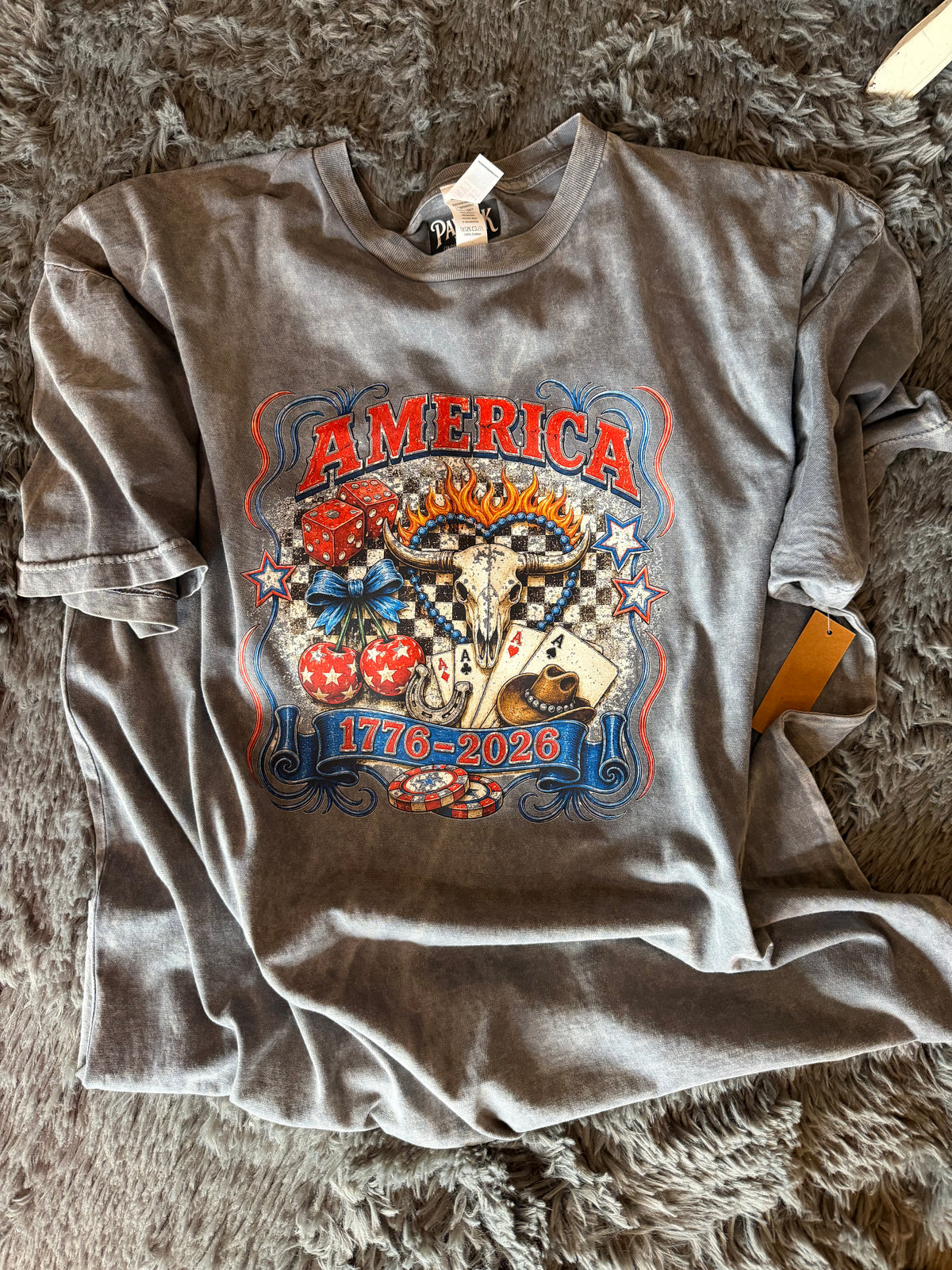 Gray Washed America Tee-Clearance