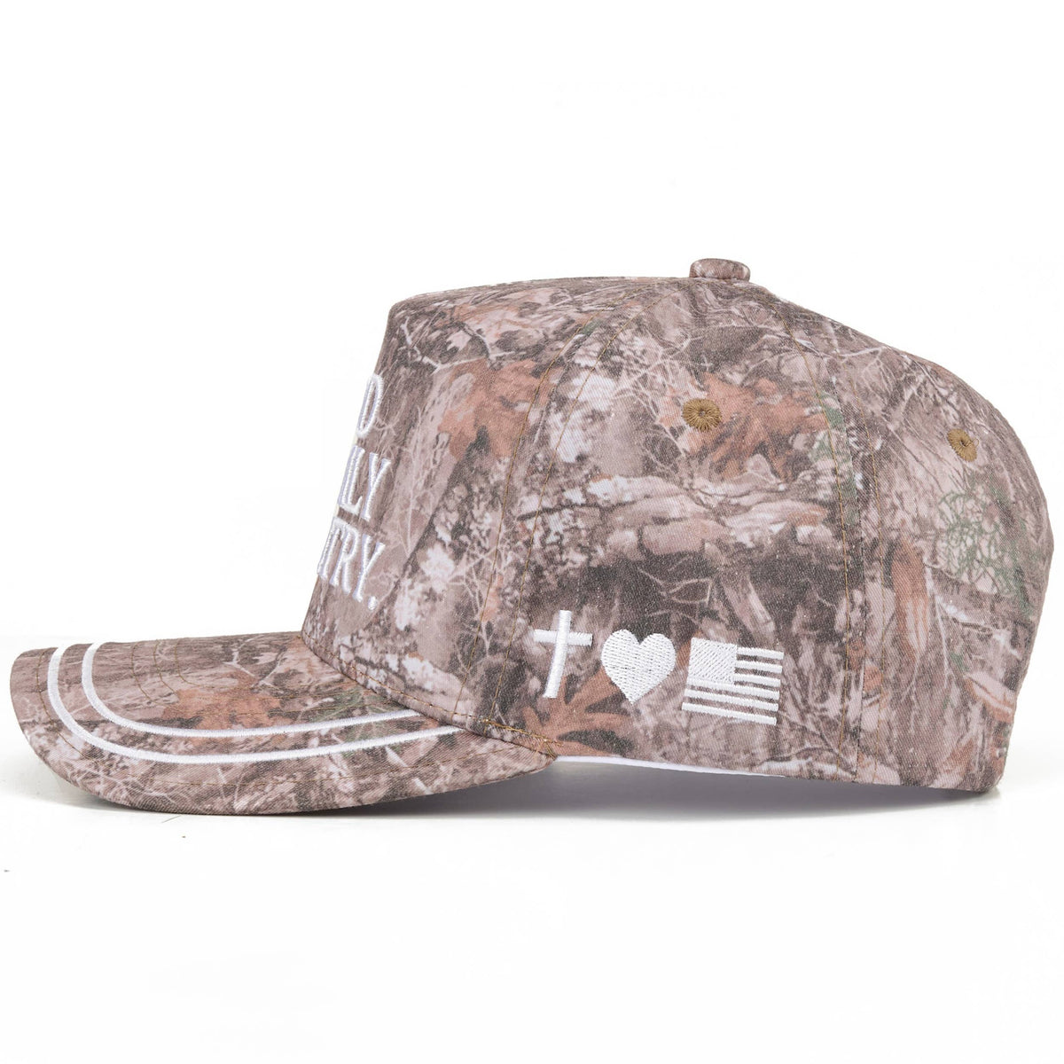 C.C GOD FAMILY COUNTRY Letter Two Tone Trucker Hat: DKM