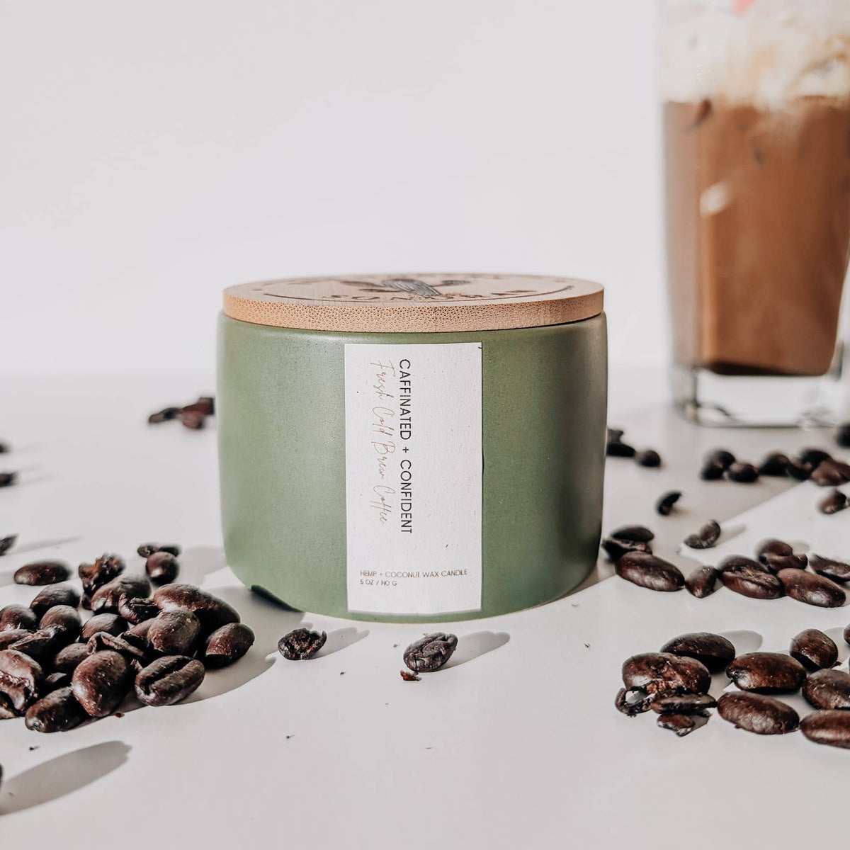 Farmhouse Candle, Caffeinated & Confidedent (Hemp) 5oz.: Sage Green
