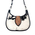 Santa Fe Handtooled Bag for Women in Black with hairon and studded detail: Black